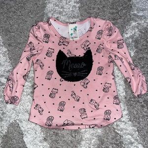 Lily Bleu pink kitty 3t ¾-length shirt